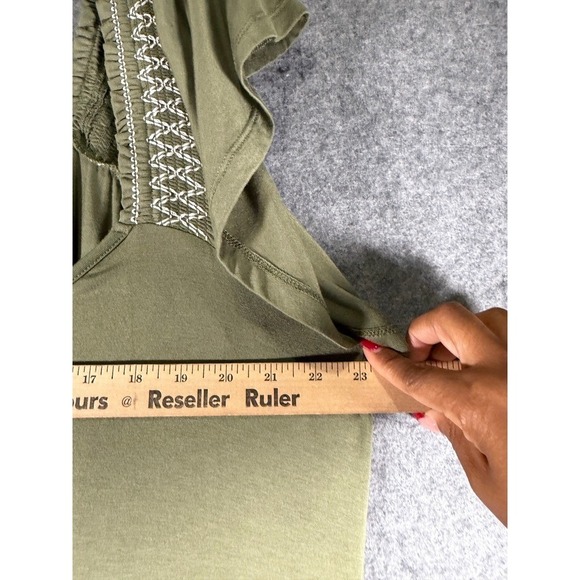 Torrid Super Soft Olive Green Knit Flutter Sleeve Embellished Top 4 4X 26 - Picture 4 of 8